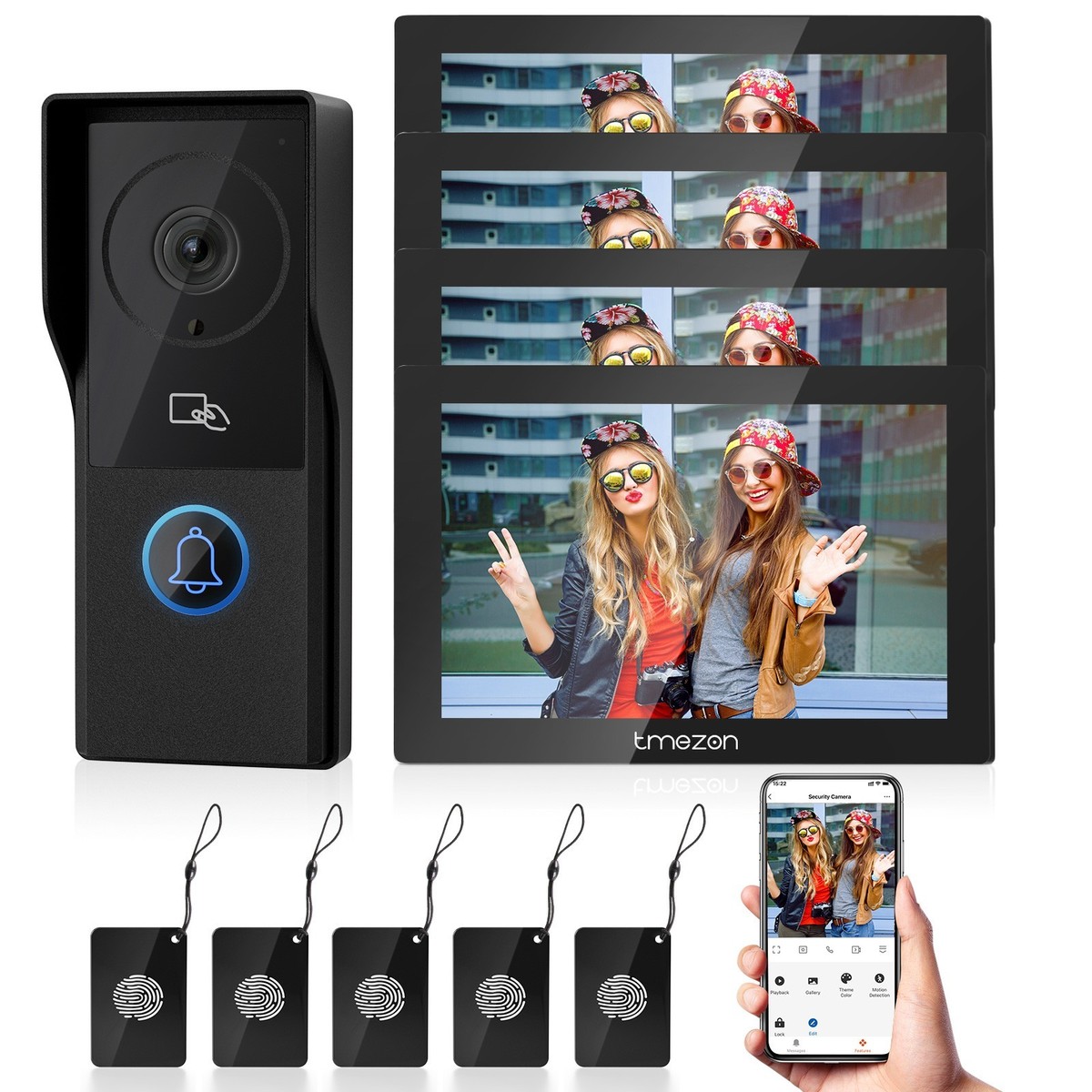 Türklingel Mit Kamera Und Monitor WiFi Video Türklingel Kamera Mit Monitor, W Für IReless Video Gegensprechanlage Mit 4,3 Zoll IPS Bildschirm, Zwei-Wege -Audio, Regendicht Für IR Für Nachtsicht Türsprechanlage Mit Kamera