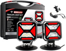 Wireless Magnetic Trailer Lights Kit, Rechargeable LED Towing Lights 164ft Stabl