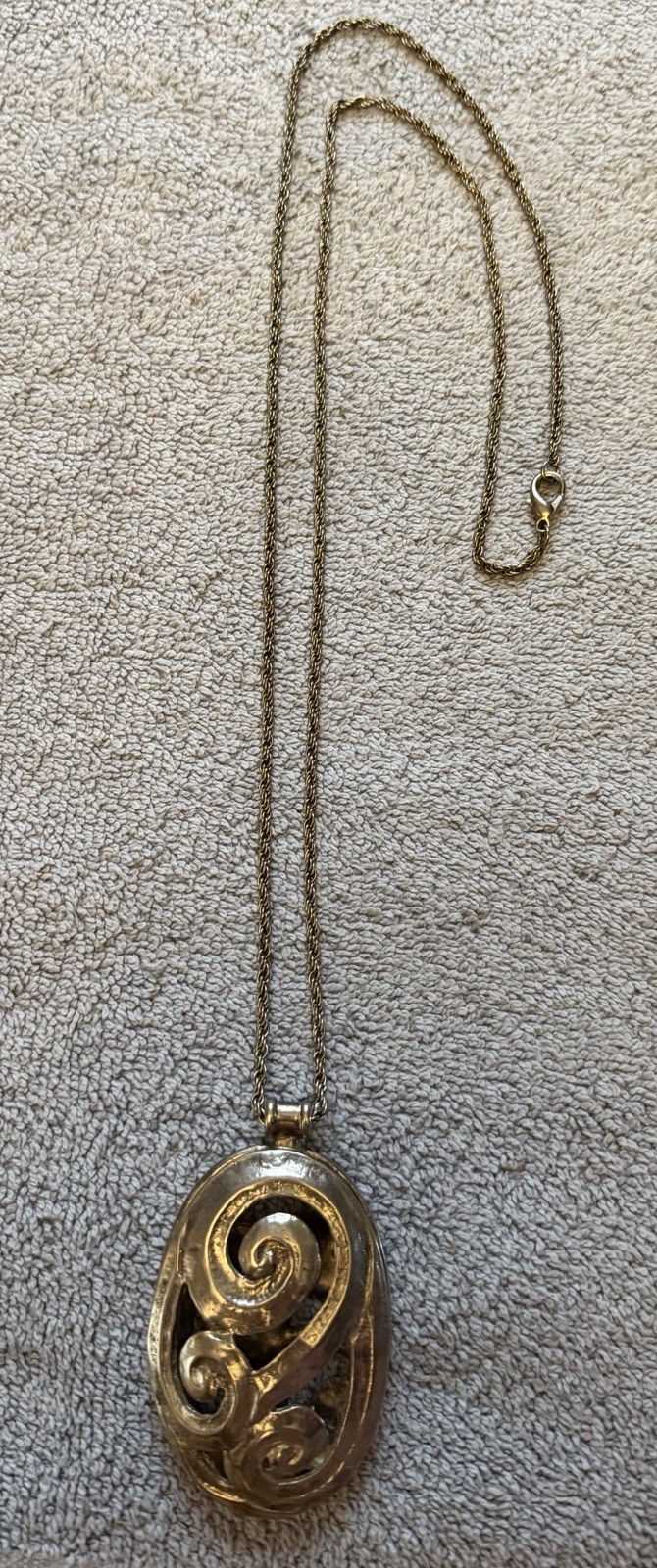 LARGE STATEMENT PENDANT OPENWORK SCROLL / SWIRL D… - image 5