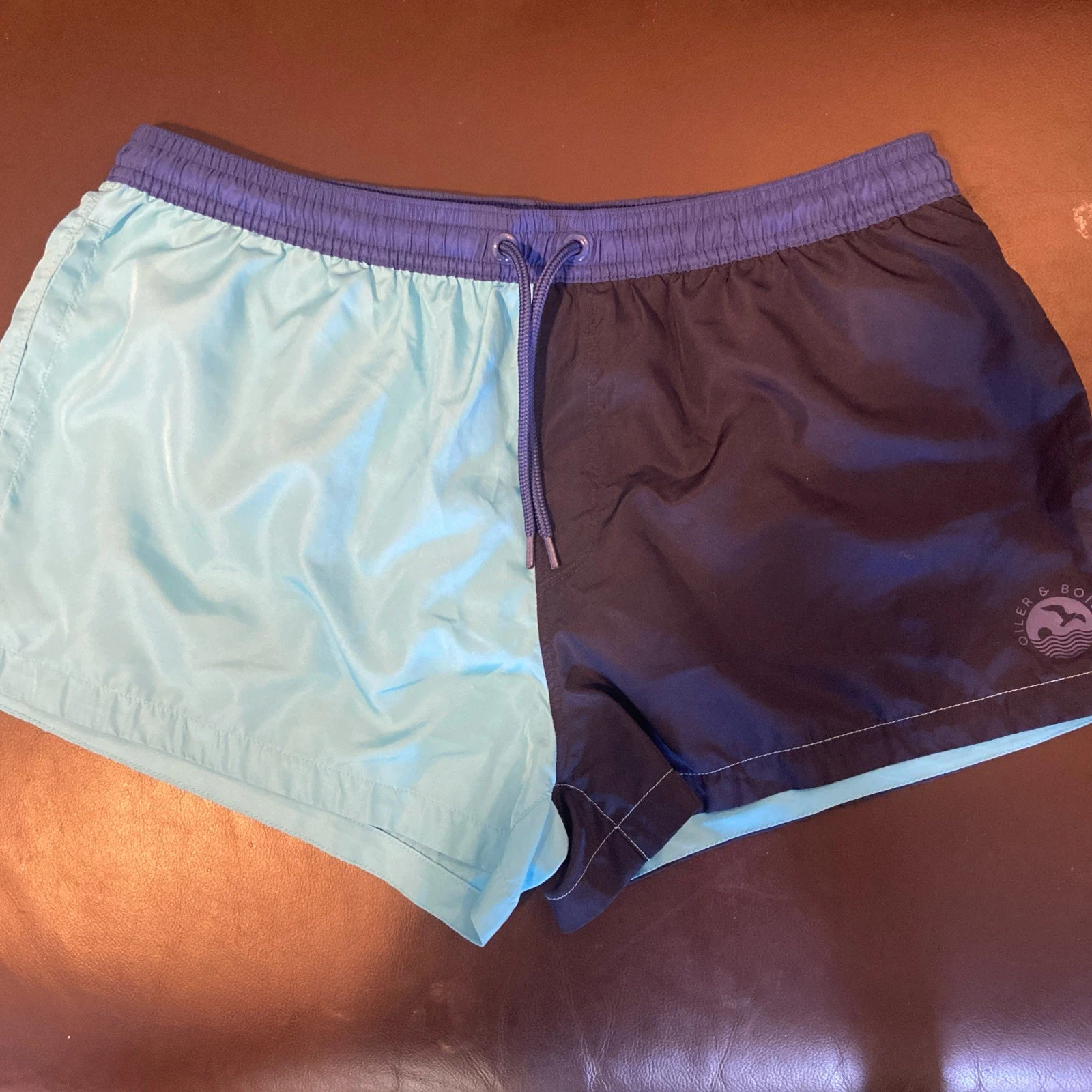 Oiler & Boiler Men's Blue Two Tome Swim Shorts L Elastic Waist Quick Dry