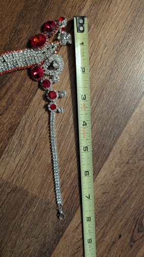 Vintage Crystal Necklace with Clear and Red Rhinestones - Picture 5 of 5
