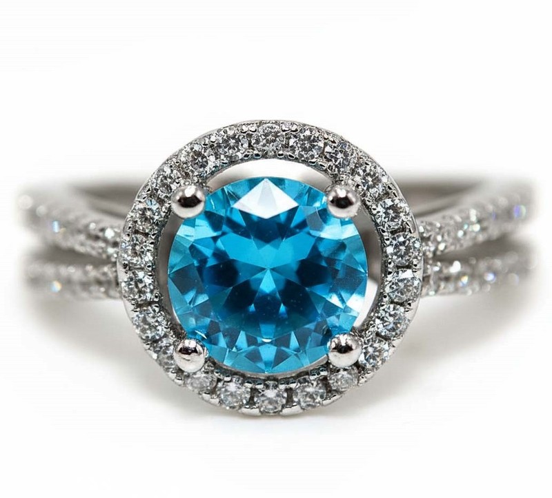 2CT Heat Treated Blue Topaz 925 Solid Sterling Silver Ring Jewelry Sz 6 NF1-1