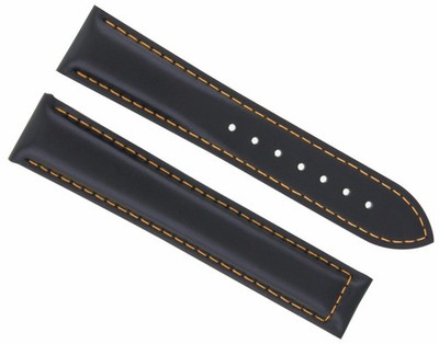 20MM LEDER ARMBAND UHRENARMBAND BUTTERFLY SCHLIESSE FÜR OMEGA SEAMASTER SCHWARZ ORANGE