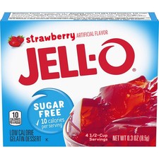 JELL-O Strawberry Sugar Free Gelatin Dessert Mix, 0.3 Ounce