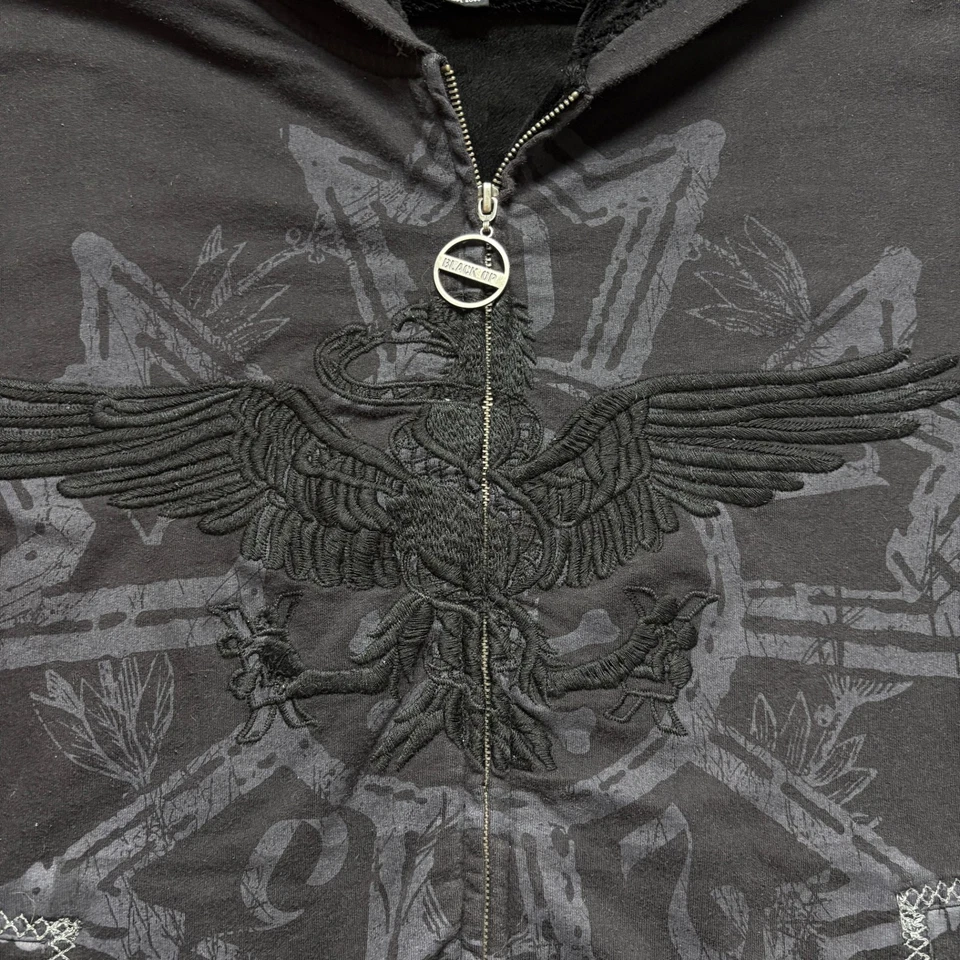 INC International Concepts Sudadera con Capucha Para Hombre XL Negra Algodón Forrada Águila Bordada Foto 2 de 4