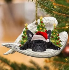Personalized Black French Bulldog Frenchie Memorial Christmas Ornament GLC054599