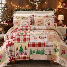 Christmas Bedding Set King Christmas King Quilt 108" 96" Gnome Christmas Elk