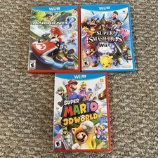 Lot Of Three Mario Wii U Games Mariokart 8 Super Smash Bros 3d World
