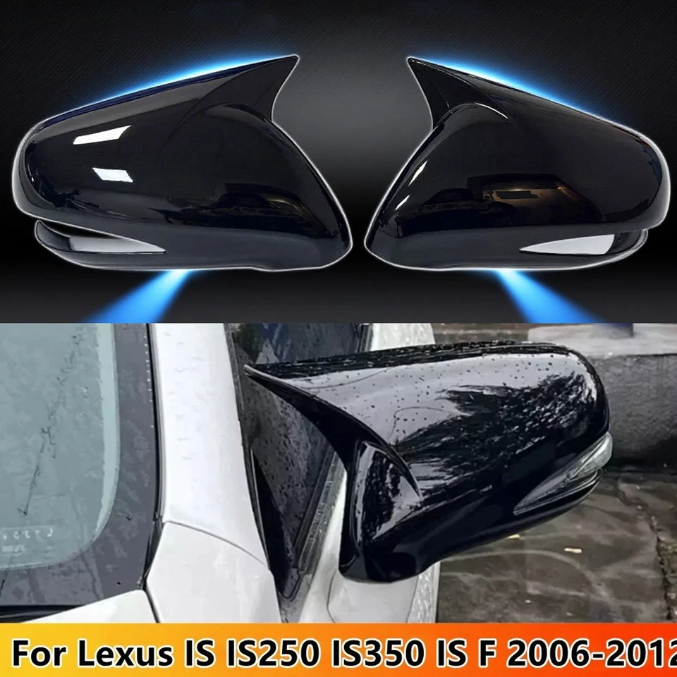 Gloss Black Rearview Mirror Cover Caps For Lexus IS IS250 IS350 IS F 2006-2012M9 Foto 3 de 4