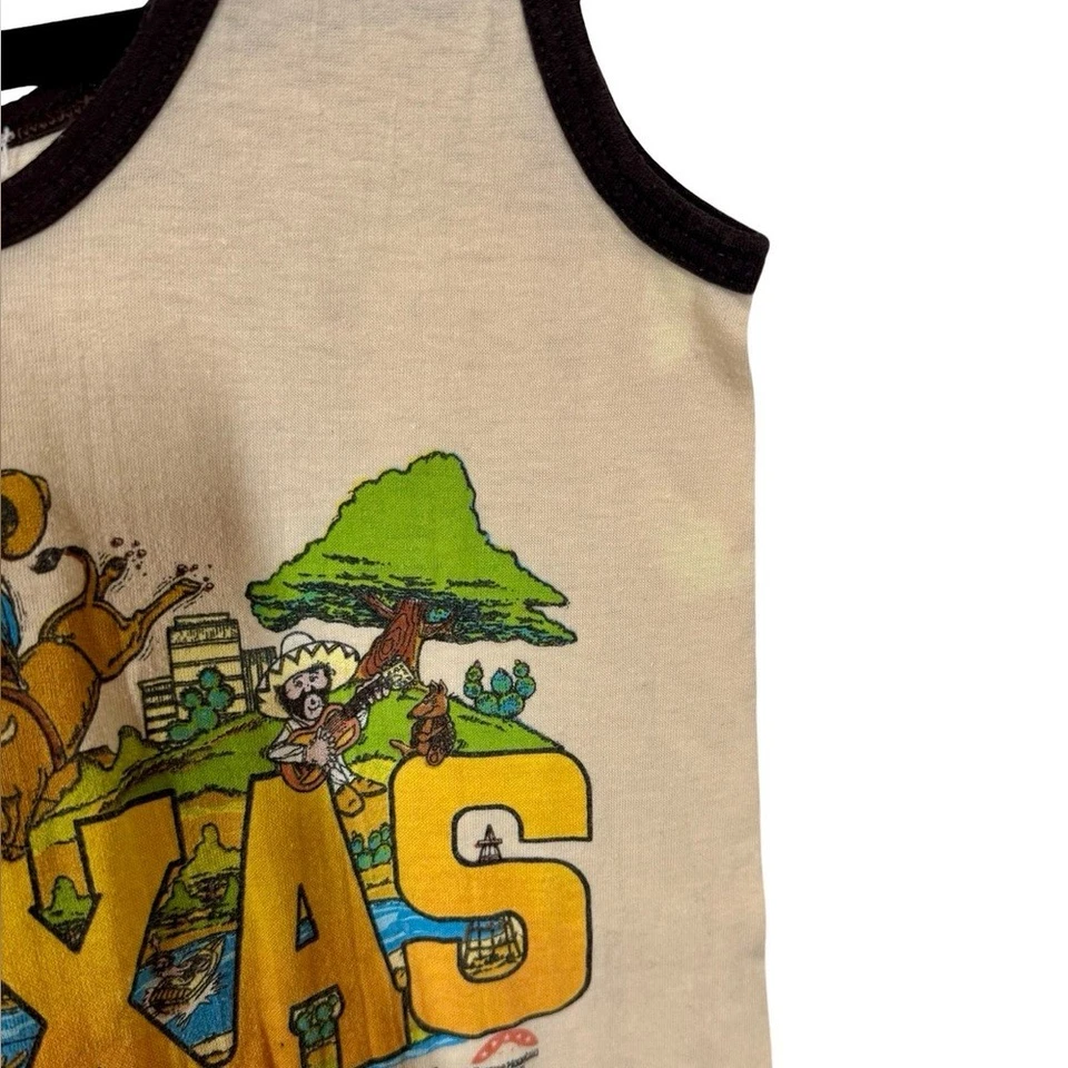 Camiseta sin mangas retro vintage de los años 70 con timbre de una sola puntada dibujos animados gráficos de Texas Foto 4 de 4