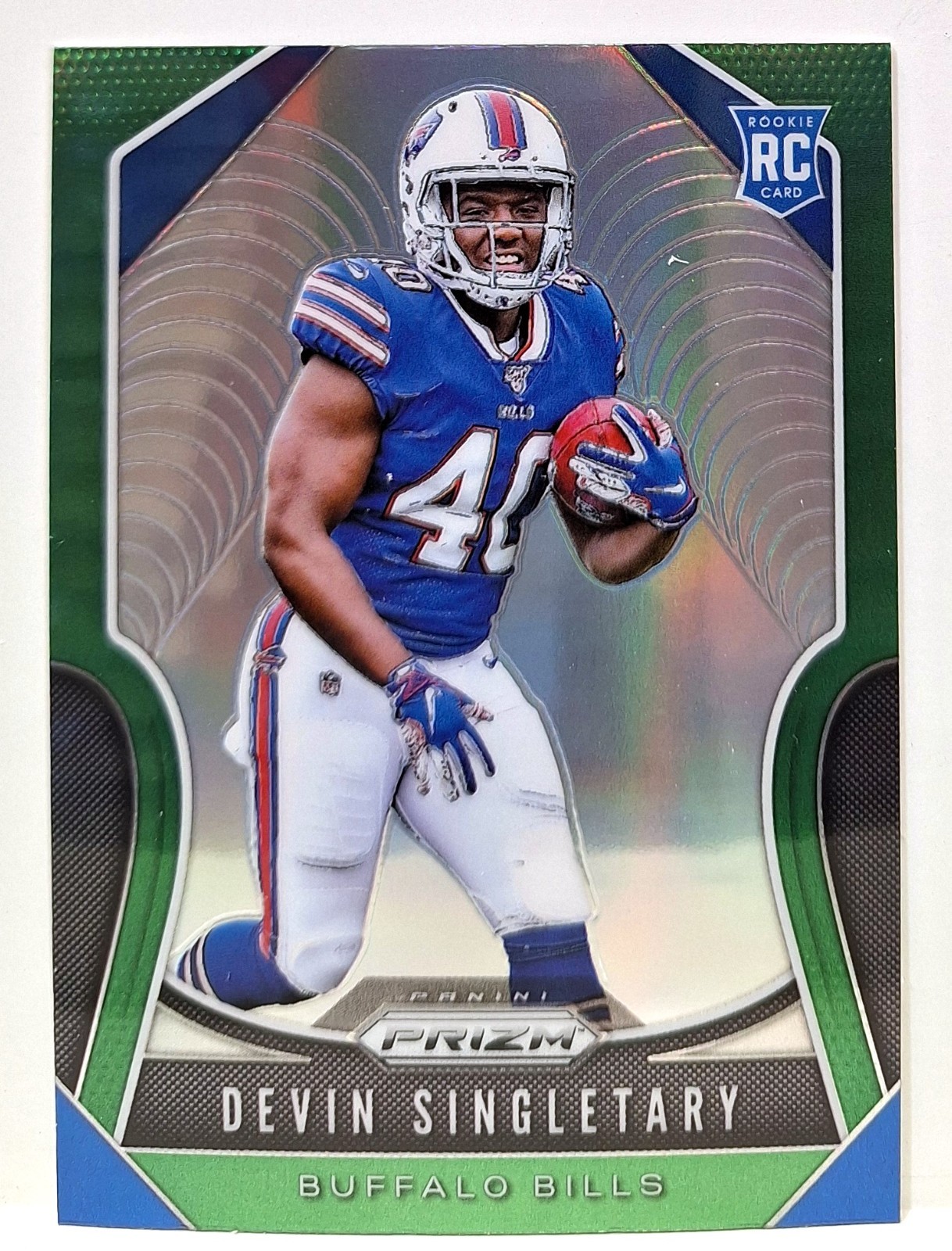 2019 Football Panini Prizm Green Card #335 Buffalo Bills Devin Singletary
