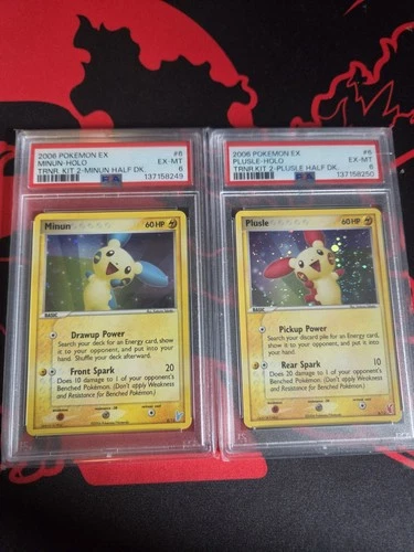 2 FOR 1 Holo Minun And 'SWIRL' Holo Plusle, 2006 Duo PSA 6, BACK TO BACK CERTS