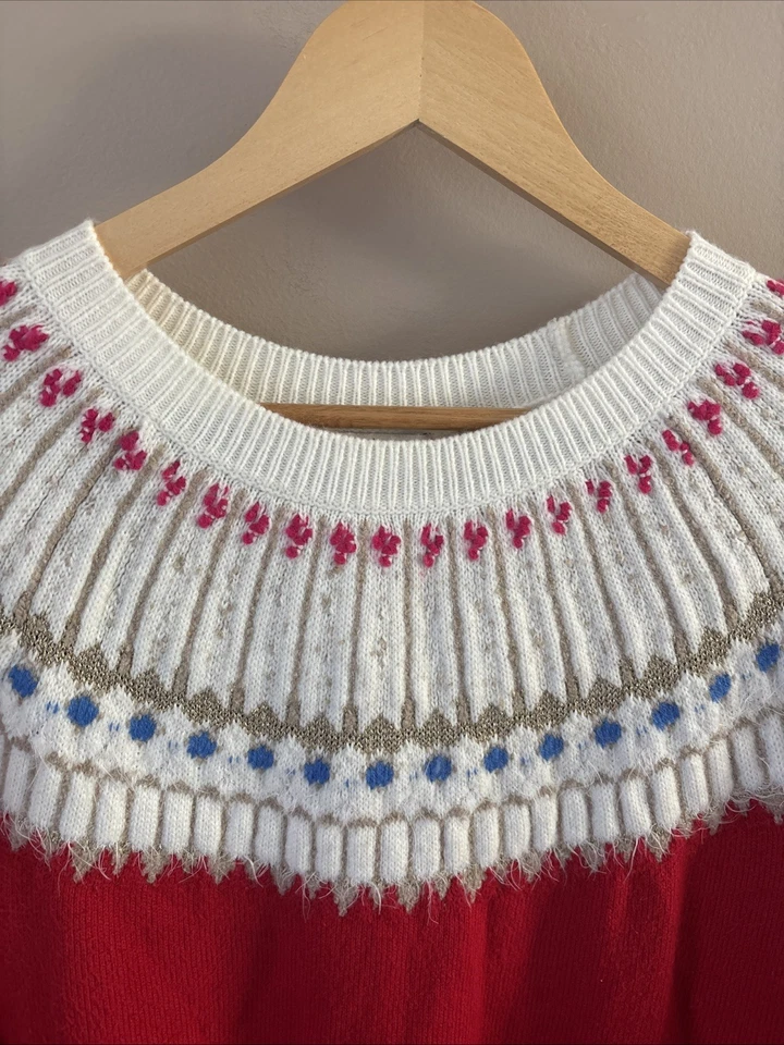 Style & Co Women’s Large Red Christmas Sweater Holiday Knit Pullover Festive - Image 4 of 4