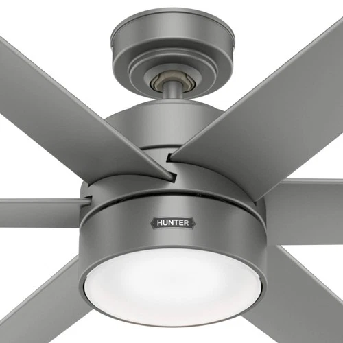 72" Hunter Solaria Silver Outdoor Rated Ceiling Fan with Wall Control - Picture 4 of 10