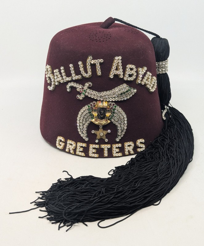 Vintage Alut Abba Greeters Shriners Fez Hat Harry M Rosenfeld (J)