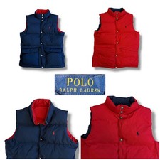 Polo Ralph Lauren Boy's Down Puffer Vest Full Zip Reversible Size 14/16 Blue Red