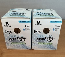 L'eggs Sheer Energy Suntan Size B Medium Leg Support Control Top Tights 4 pair 