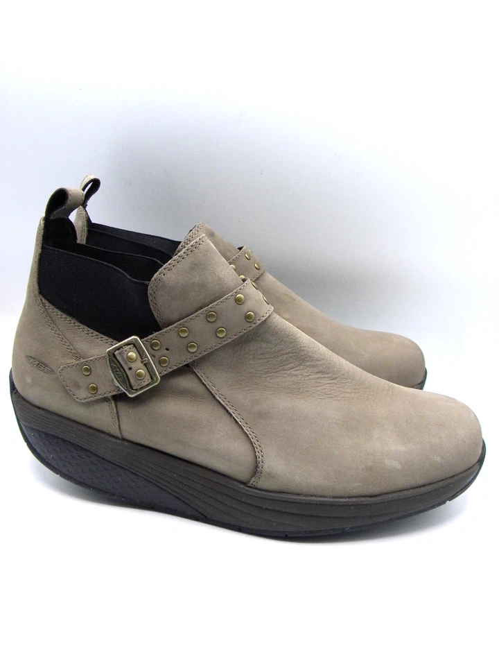 MBT Taupe Nubuck Chelsea Sleep On Tobillo Botines Suela Rocker Vibram EE. UU. 9 EUR 40 Foto 2 de 4