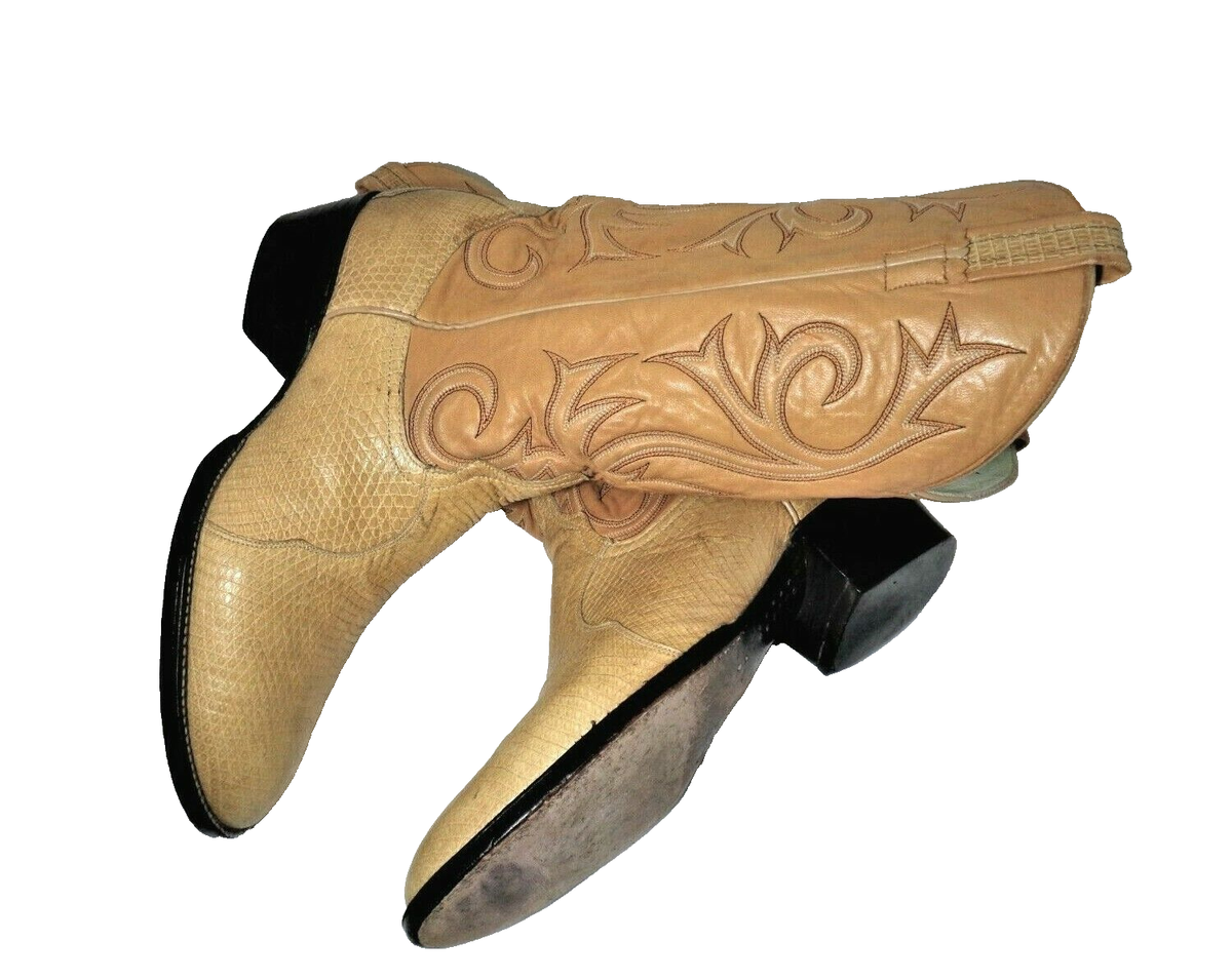 LARRY MAHAN Leather Cowboy Boots 11 D Vintage Larry Mahan Cherry Red Python Snakeskin Cowboy Boots  main image 4