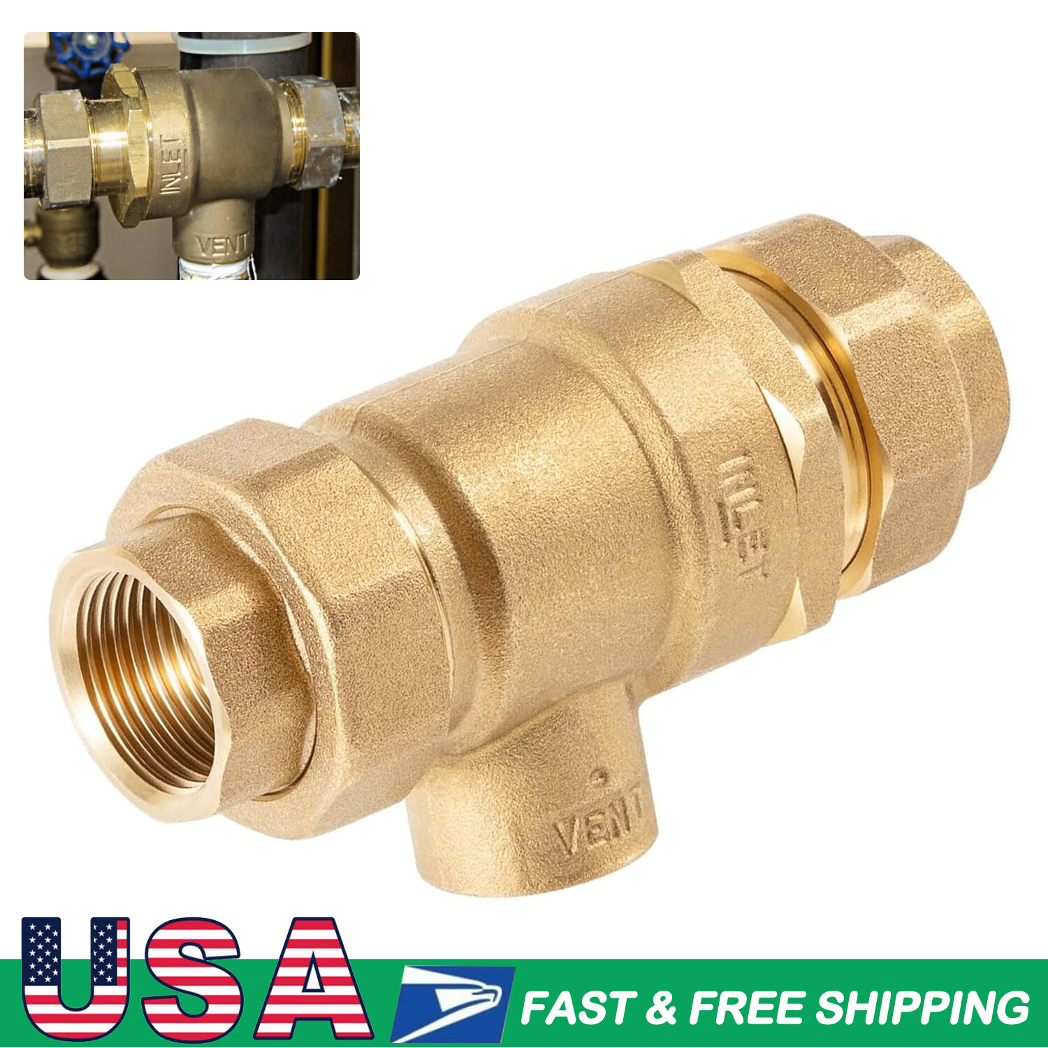 9D-M2 3/4 Inch Backflow Preventer Dual Check Valve Brass For Watts 0061888