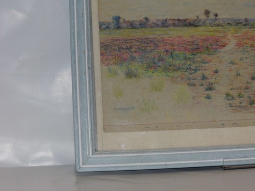 TABLEAU 19 EME SIÈCLE SIGNÉE TROUVILLE HENRI CHARLES 1878 PASTEL PAYSAGE RARE BE - Picture 8 of 12
