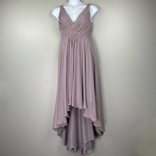 Monique Lhuillier Bridesmaid Dress Womens 10 Purple Lilac Chiffon Long 450378