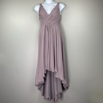 Monique Lhuillier Bridesmaid Dress Womens 10 Purple Lilac Chiffon Long 450378