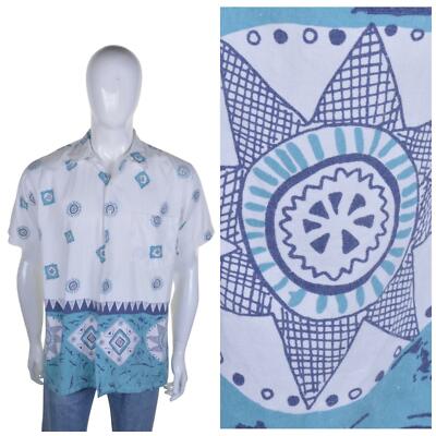 Vintage 90s Jazzy Aufdruck Hemd M Funky Paisley Blumenmuster Hawaii 1990s