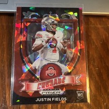 Justin Fields 2021 Prizm Draft Crusade Red Cracked Ice Prizm Rookie RC #163