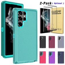 For Samsung Galaxy S22/S22+/S22 Ultra 5G Hybrid Rugged Case Cover+Tempered Glass