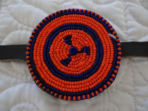 MAASAI Africa Hand-made Leather Beaded BELT bendable so easy fit from KENYA - Picture 2 of 5