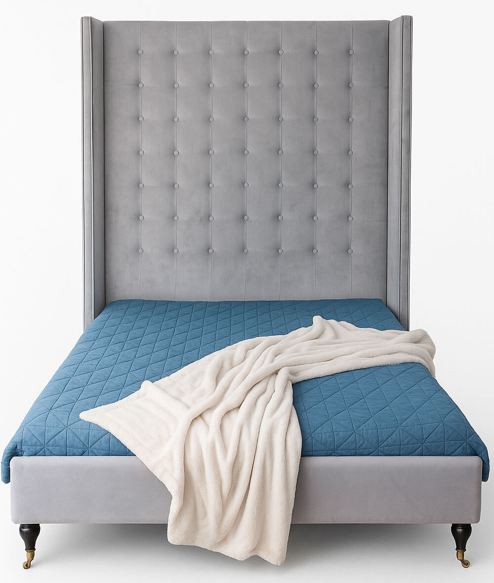 Letto Matrimoniale Imbottito Con Alta Testata Doppio Velluto