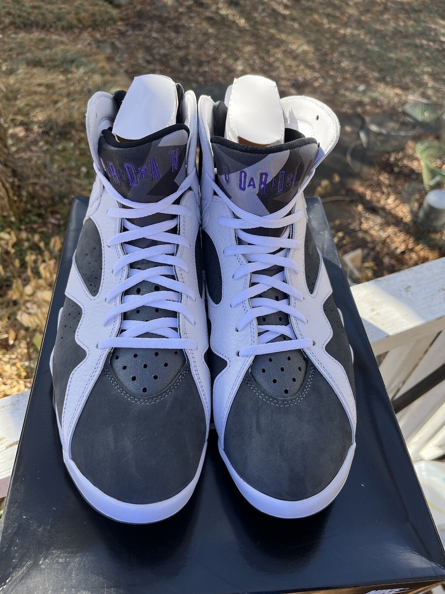 Air Jordan 7 Retro Flint Mens Sz 12 DS White Grey Purple Lakers