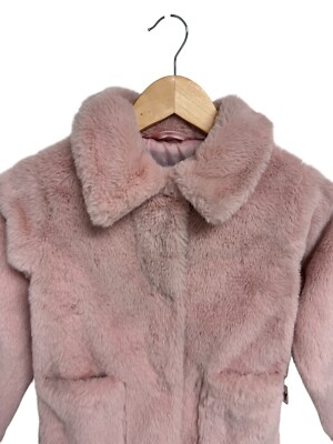 J.for justify girls cozy faux fur coat blush pink snap closure