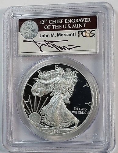 2011-W American Silver Eagle PCGS PR-69 DCAM John M. Mercanti Signature Label