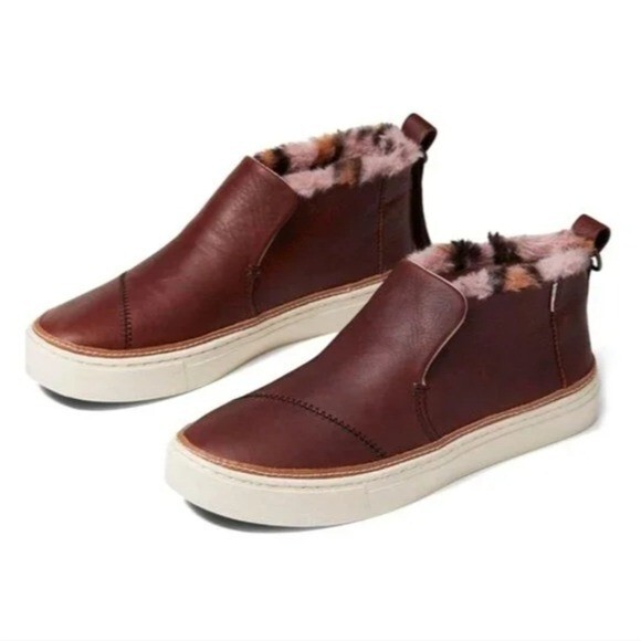 Toms Women Ankle Leo Paxton faux fur Leather Boots sneakers shoes