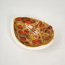Retro 70s Handmade Ceramic Ashtray Orange Drip Glaze VTG Summer Patio Collectble
