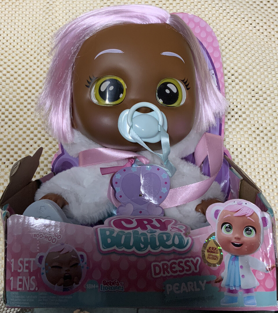 ✓ Cry Babies Dressy Pearly Interactive Baby Doll Pink Hair