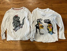 Tommy Bahama Shirt Boys Small Size 5 White Dinosaur Long Sleeve Children Place