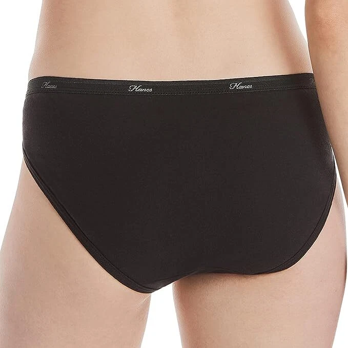 Hanes Black Women Panties 100% Cotton Underwear Bikini Black 5 or 10 Pack - Image 3 of 4