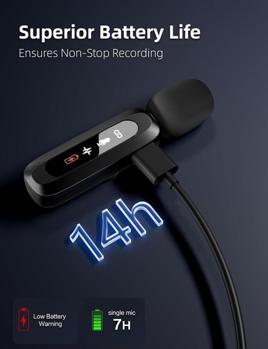 New Wireless Lavalier Microphone for iPhone, iPad, USB-C, 2 PCS Tiny Lapel Mic w - Picture 3 of 6