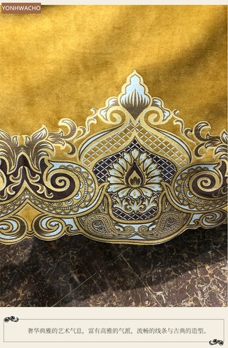 European villa thick velvet gold cloth blackout curtain valance tulle panel C091 - Picture 10 of 20