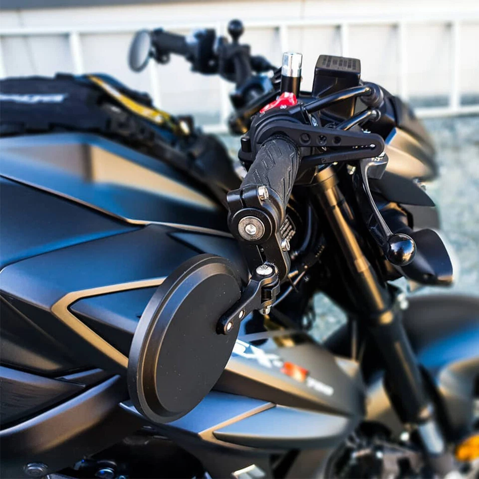 Espejos retrovisores de extremo de barra plegables para motocicleta Honda Yamaha Suzuki Kawasaki Ducati Café Foto 3 de 4