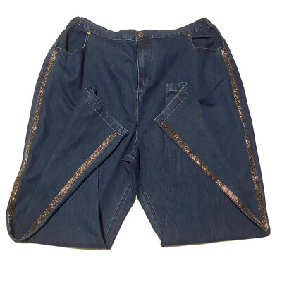 Denim Moves Women s Bead Embellished High Rise Blue Jeans size large