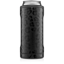 Brumate Hopsulator Slim Can Cooler Tumbler 12 oz Drink Holder Onyx Leopard Black