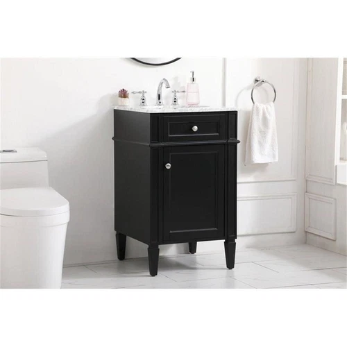 Elegant Decor Park Avenue 21" Metal MDF Marble Single Bathroom Vanity in Black - Picture 2 of 8