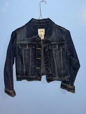 Cherokee Denim Trucker Jacket Girls 7/8 Medium Blue Jean Long Sleeve