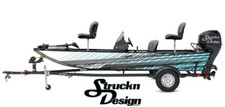 Fade Grey Cyan Gradient White Fishing Boat Wrap Abstract Fish Decal US Vinyl