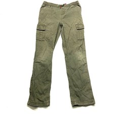 Levi's Cargo Pants Youth 12 Green Cotton Stretch Mid Rise Pockets Drawstring