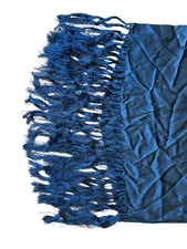Louisa Spagnoli Solid Royal Blue Pure Silk Scarf 20" x 78" +Fringe & Beading NWT